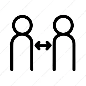 Simple Outline Social Distancing People Distance Icon