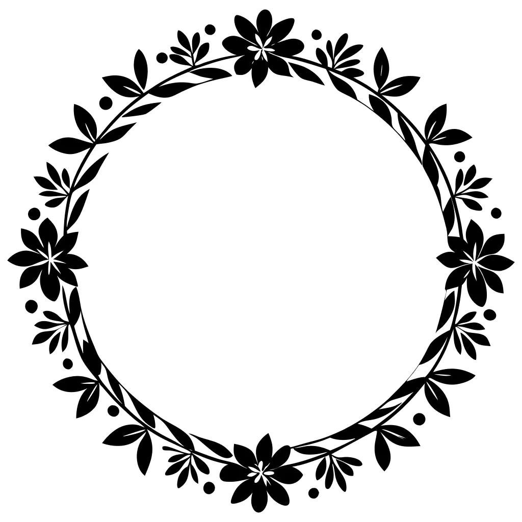 Elegant Minimalist Flower and Leaf Wreath Frame Decoration