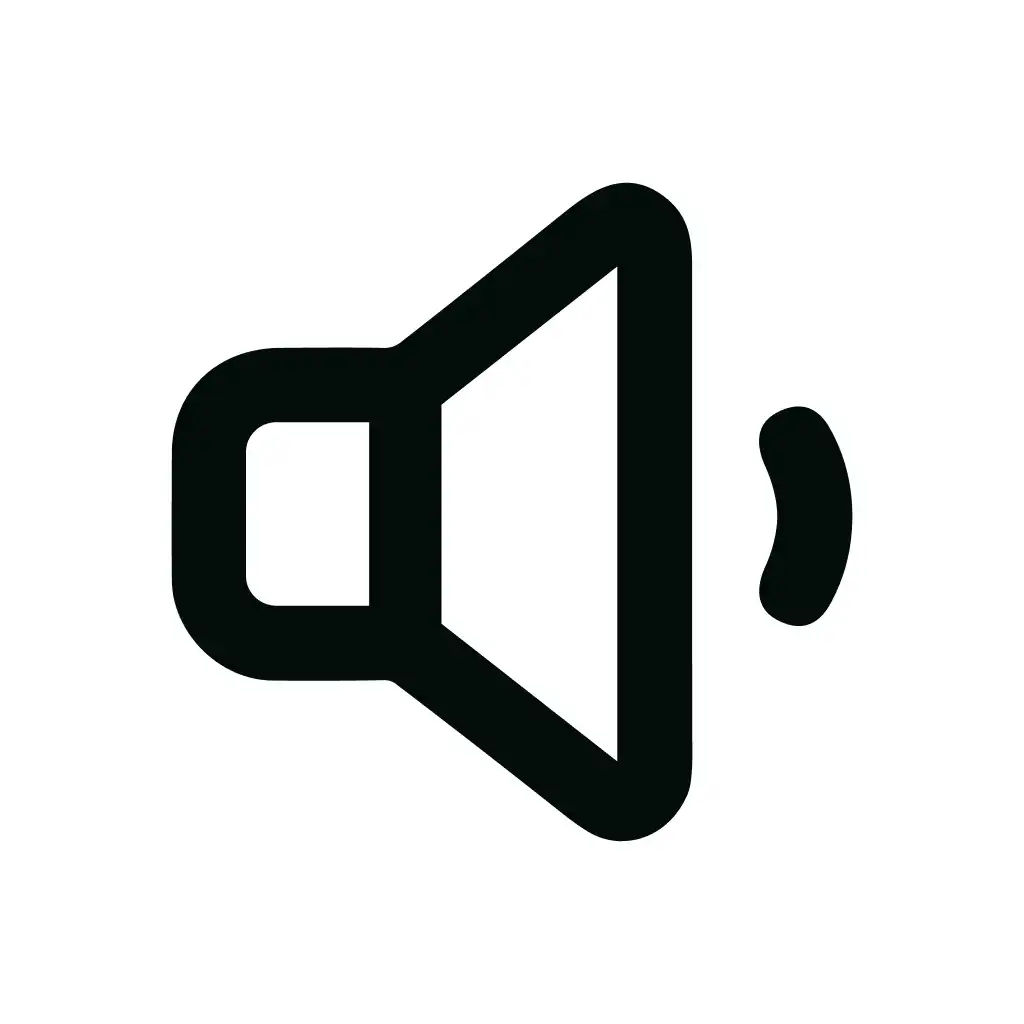 Bold Outline Volume Up Speaker Sign Simple Shape Icon Symbol