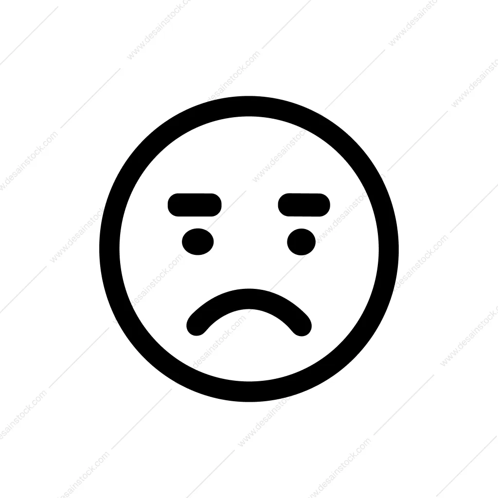 Simple Lineart Sad Face Expression Graphic Emoticon