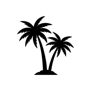 Simple Silhouette Tropical Palm Tree Isolated Graphic