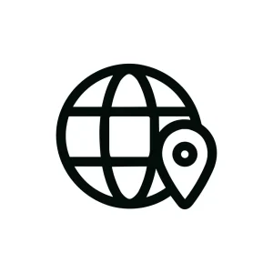 Simple Line Style World Globe Location Icon