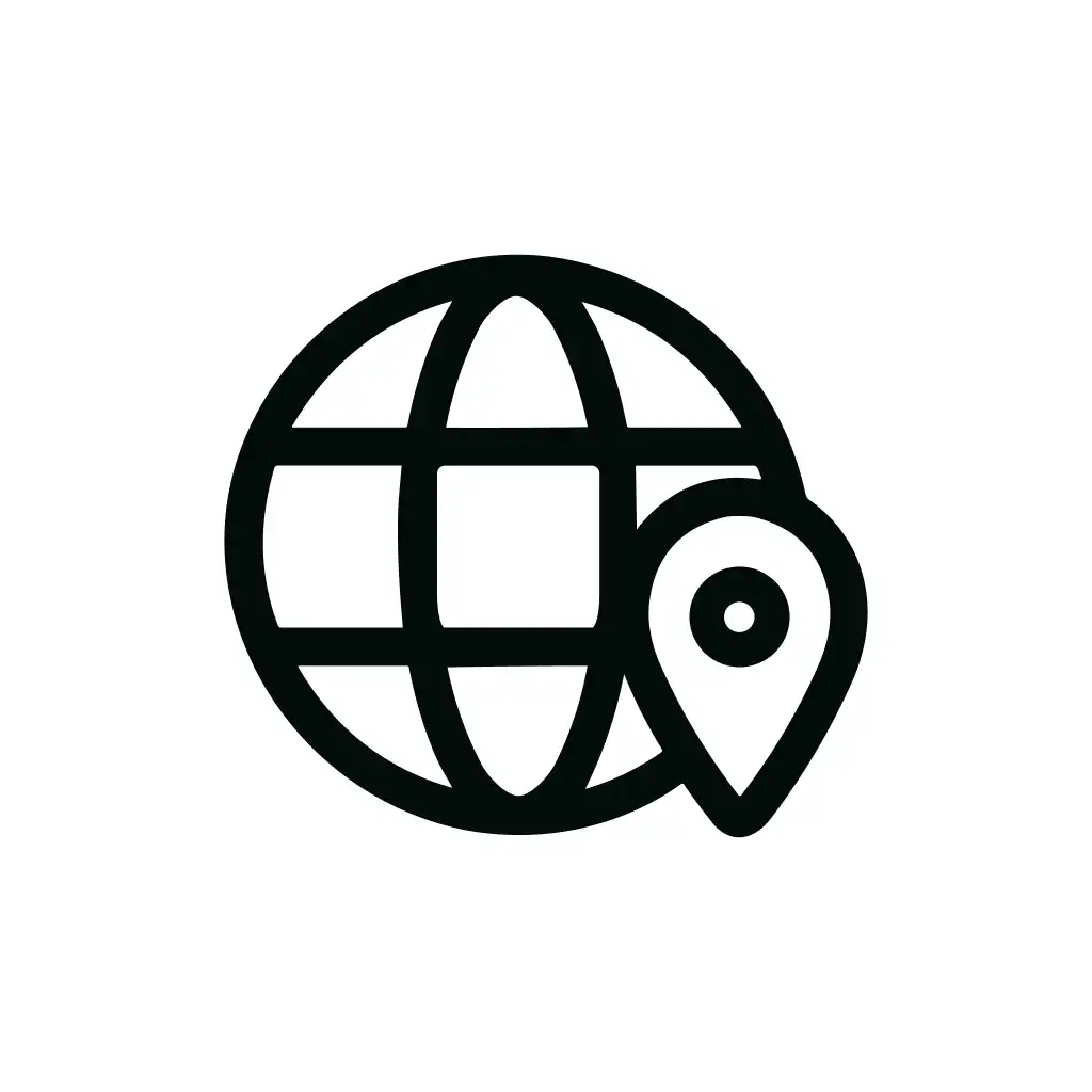 Simple Line Style World Globe Location Icon