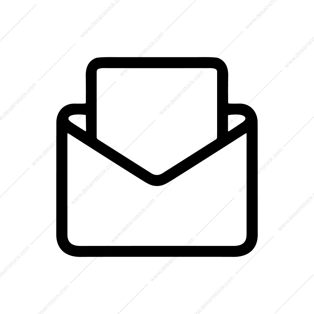 Simple Outline Open Envelope with Letter Communication Icon