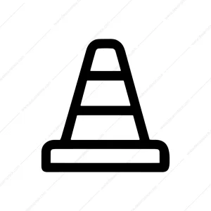 Simple Bold Line Traffic Cone Warning Icon Symbol