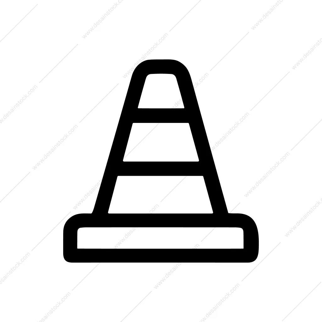 Simple Bold Line Traffic Cone Warning Icon Symbol