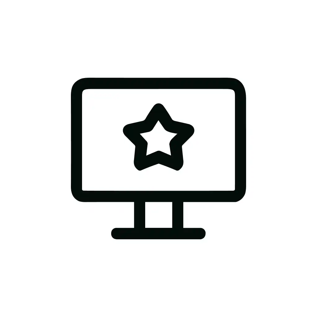 Minimalist Outline Favorite Star on Computer Monitor Icon