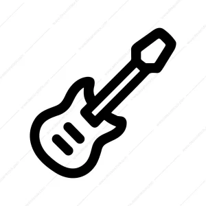 Outline Minimalist Electric Guitar Musical Instrument Icon