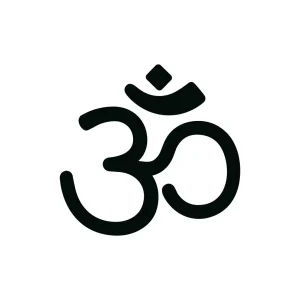 Simple Black and White Outline Om Symbol Hinduism Sign Graphic