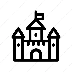Simple Outline Castle Structure Kingdom Building Icon